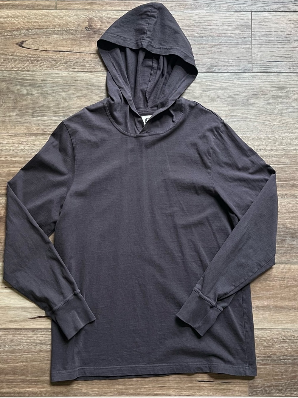 American Giant Men's Medium Charcoal brown grey Long Sleeve Hoodie 100% cotton